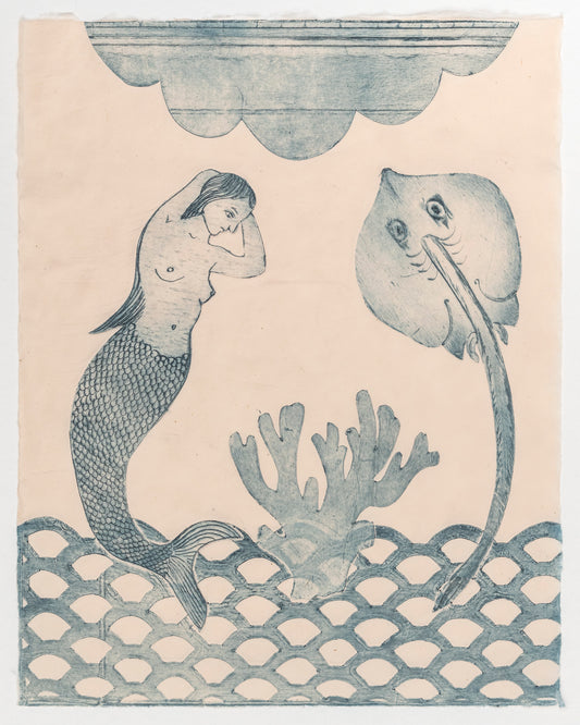 Lauren Drescher | Mermaid and Stingray with Seaweed