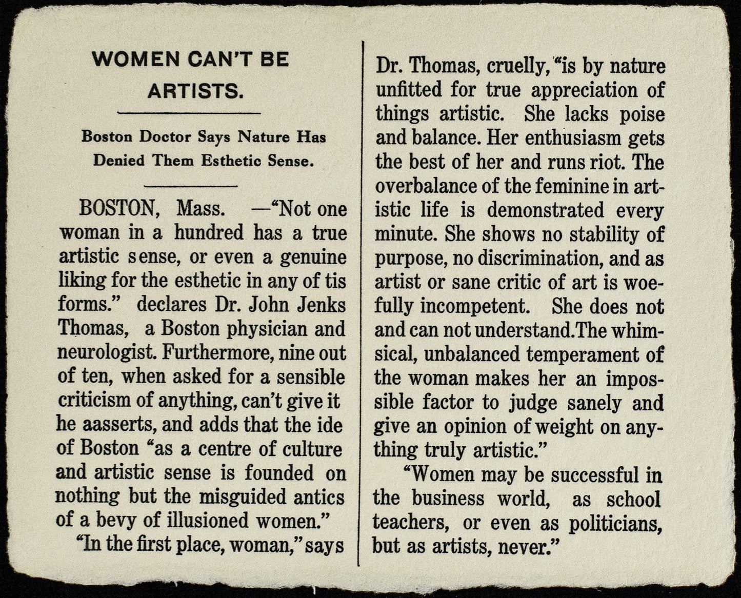 Ruth Lingen | Women Can't Be Artists